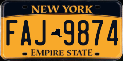 NY license plate FAJ9874