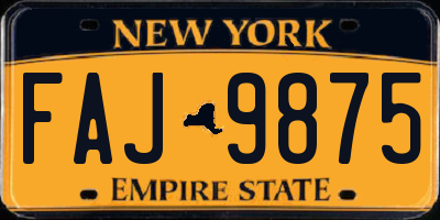 NY license plate FAJ9875