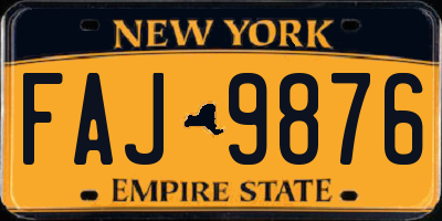 NY license plate FAJ9876