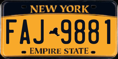 NY license plate FAJ9881