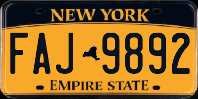 NY license plate FAJ9892