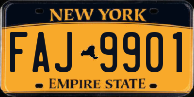 NY license plate FAJ9901