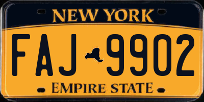 NY license plate FAJ9902