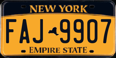 NY license plate FAJ9907