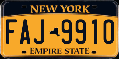 NY license plate FAJ9910