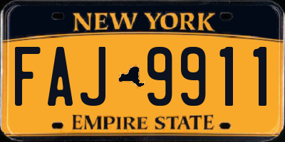 NY license plate FAJ9911