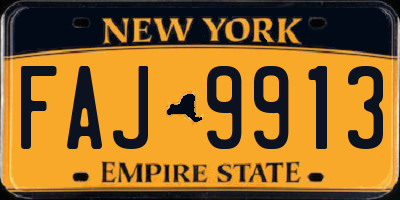 NY license plate FAJ9913