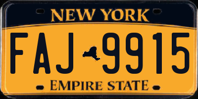 NY license plate FAJ9915