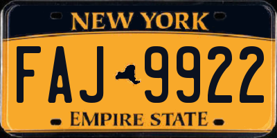 NY license plate FAJ9922