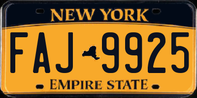 NY license plate FAJ9925