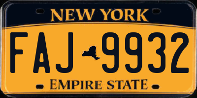 NY license plate FAJ9932