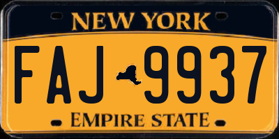 NY license plate FAJ9937