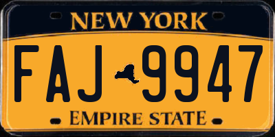 NY license plate FAJ9947