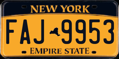 NY license plate FAJ9953