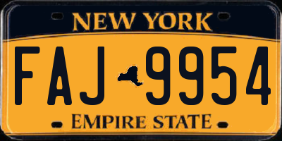 NY license plate FAJ9954