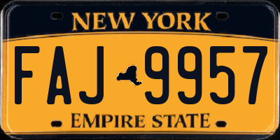 NY license plate FAJ9957