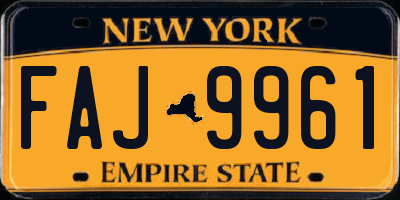 NY license plate FAJ9961