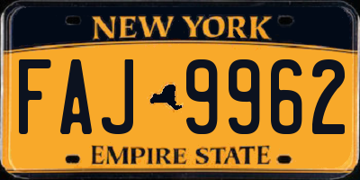 NY license plate FAJ9962