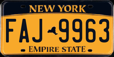 NY license plate FAJ9963