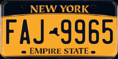 NY license plate FAJ9965