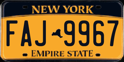 NY license plate FAJ9967