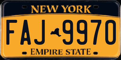 NY license plate FAJ9970