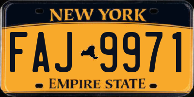 NY license plate FAJ9971