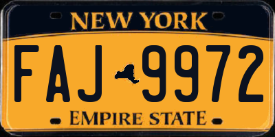 NY license plate FAJ9972