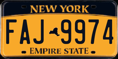 NY license plate FAJ9974