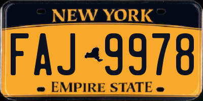 NY license plate FAJ9978