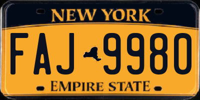 NY license plate FAJ9980