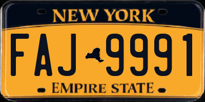 NY license plate FAJ9991