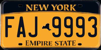 NY license plate FAJ9993