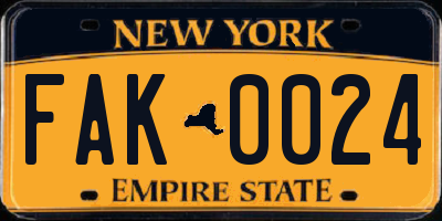 NY license plate FAK0024