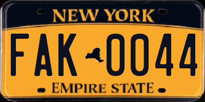 NY license plate FAK0044