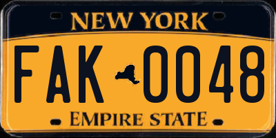 NY license plate FAK0048