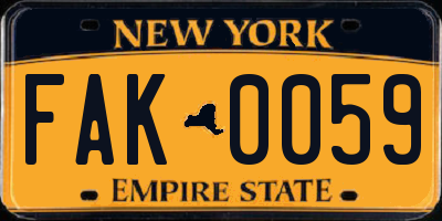 NY license plate FAK0059