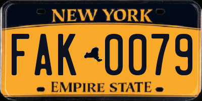 NY license plate FAK0079