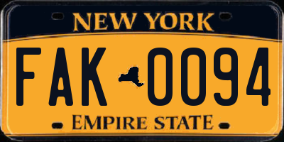 NY license plate FAK0094