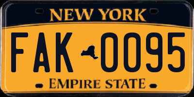 NY license plate FAK0095