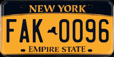 NY license plate FAK0096