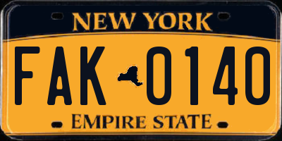 NY license plate FAK0140