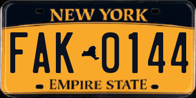 NY license plate FAK0144