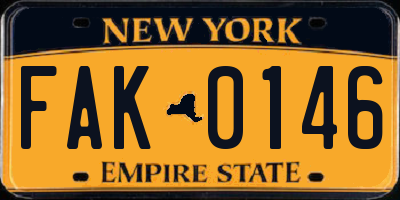 NY license plate FAK0146