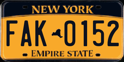 NY license plate FAK0152