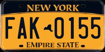 NY license plate FAK0155