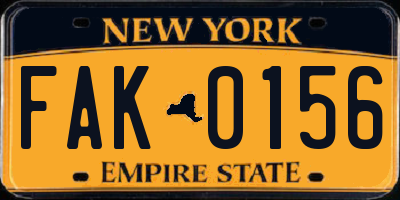 NY license plate FAK0156