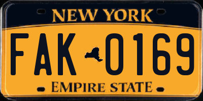 NY license plate FAK0169