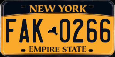 NY license plate FAK0266