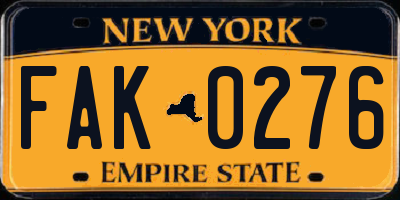 NY license plate FAK0276